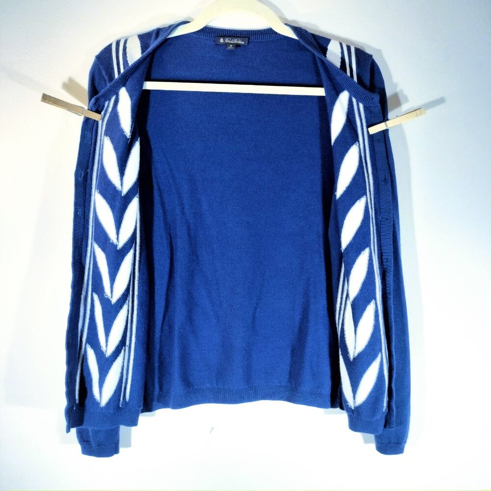Brooks Brothers Silk-Cotton Jacquard Leaf Knit‎ Cardigan - Picture 3 of 6
